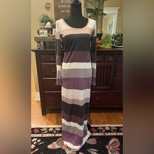 Anthropologie Splendid Striped Maxi Dress Purple Grey Black VGUC Sz XS
